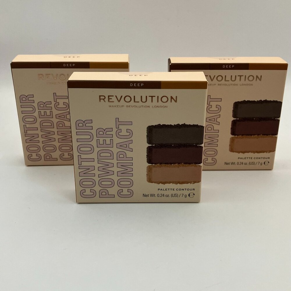 Makeup Revolution Contour Face Powder Compact Deep 0.24 OZ Pack Of 3 Pieces